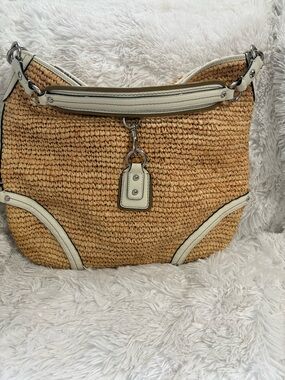 Coach woven straw summer bag